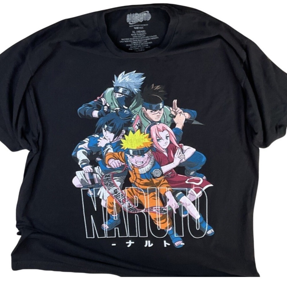 Naruto‎ Shonen Jump Squad Anime T-Shirt Mens XL Black Graphic Tee 2002 Vintage